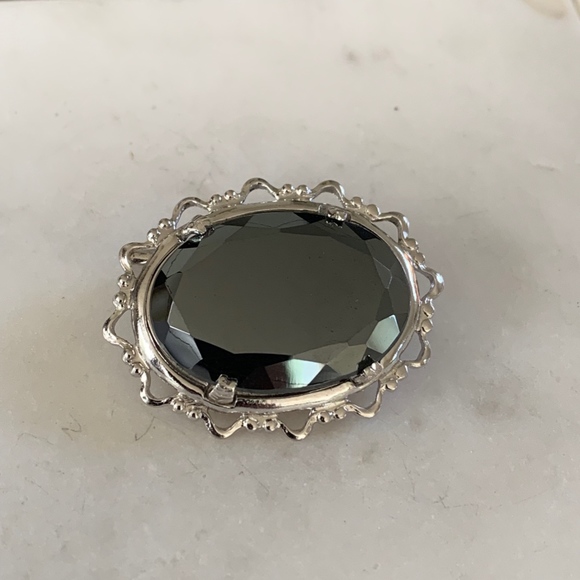 Faux Hematite Brooch - Picture 2 of 5